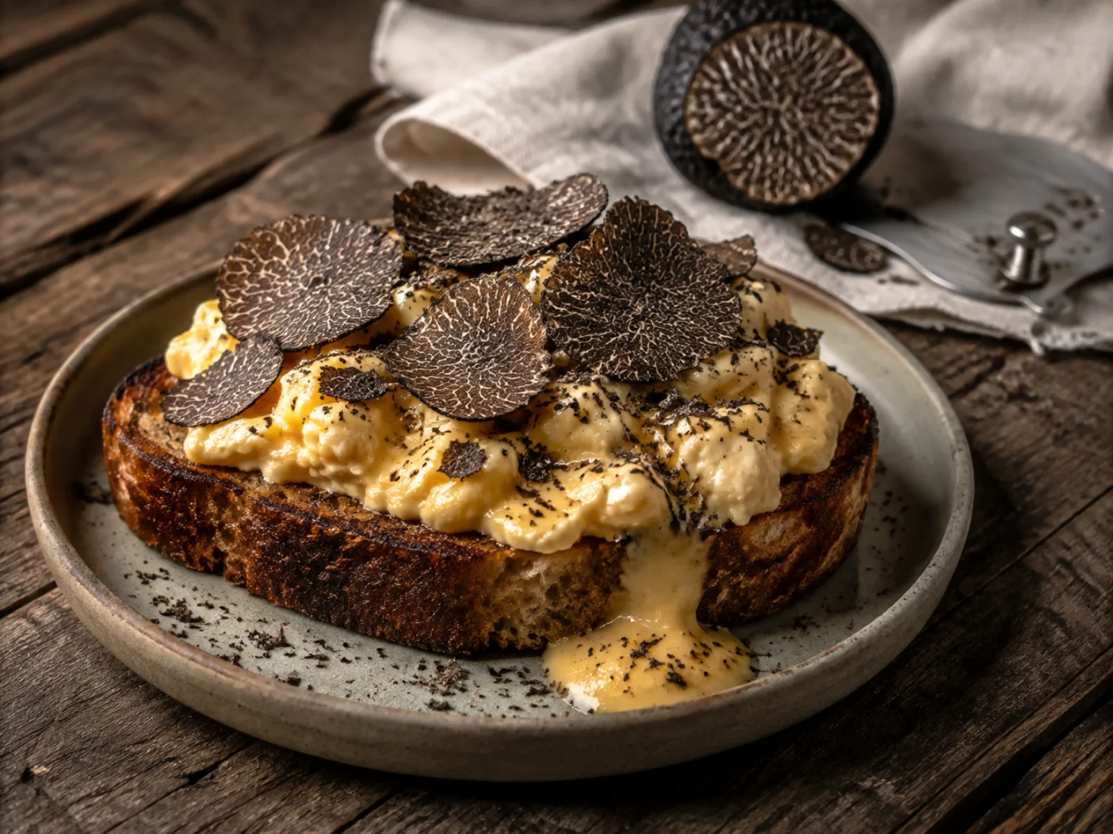 Uova intere e un tartufo nero chiusi insieme in un contenitore di vetro
